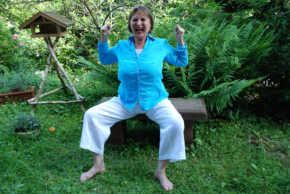 Ich drücke meine unbändige Freude aus durch ein lautes "Haaaa".